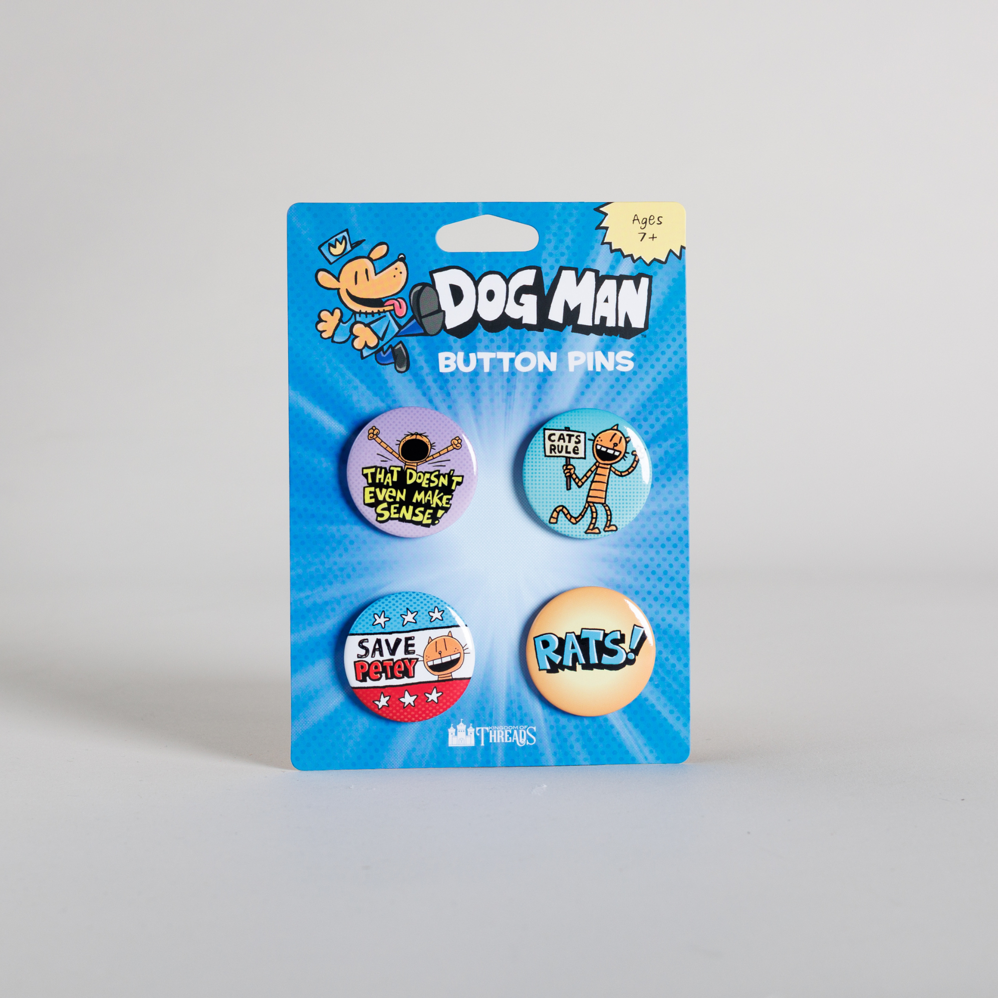 Petey the Cat Button Pin Set - Dog Man | Kingdom of Threads
