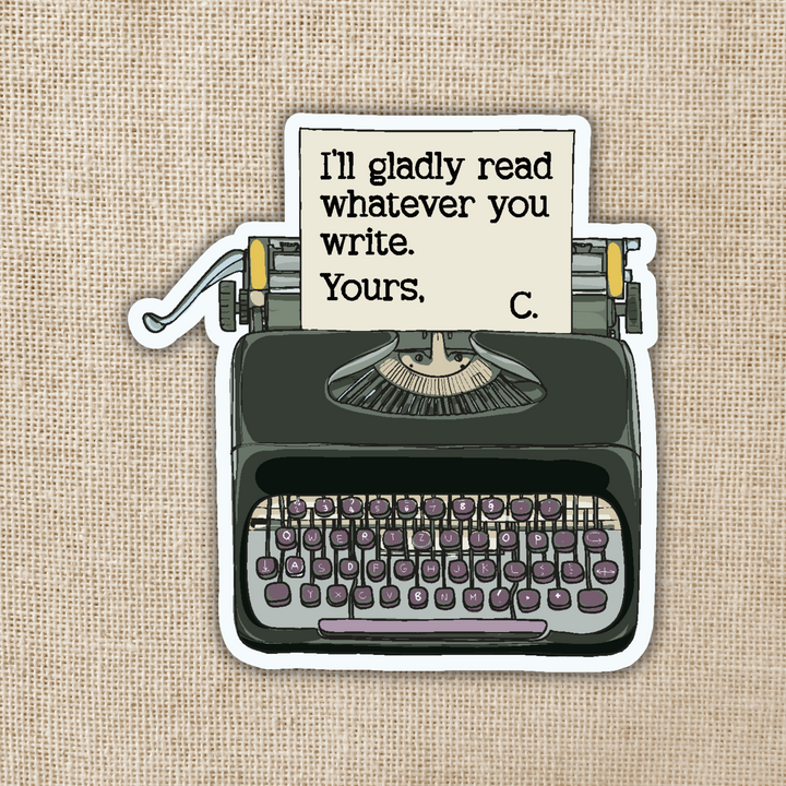 Read Whatever You Write Typewriter Sticker | Divine Rivals
