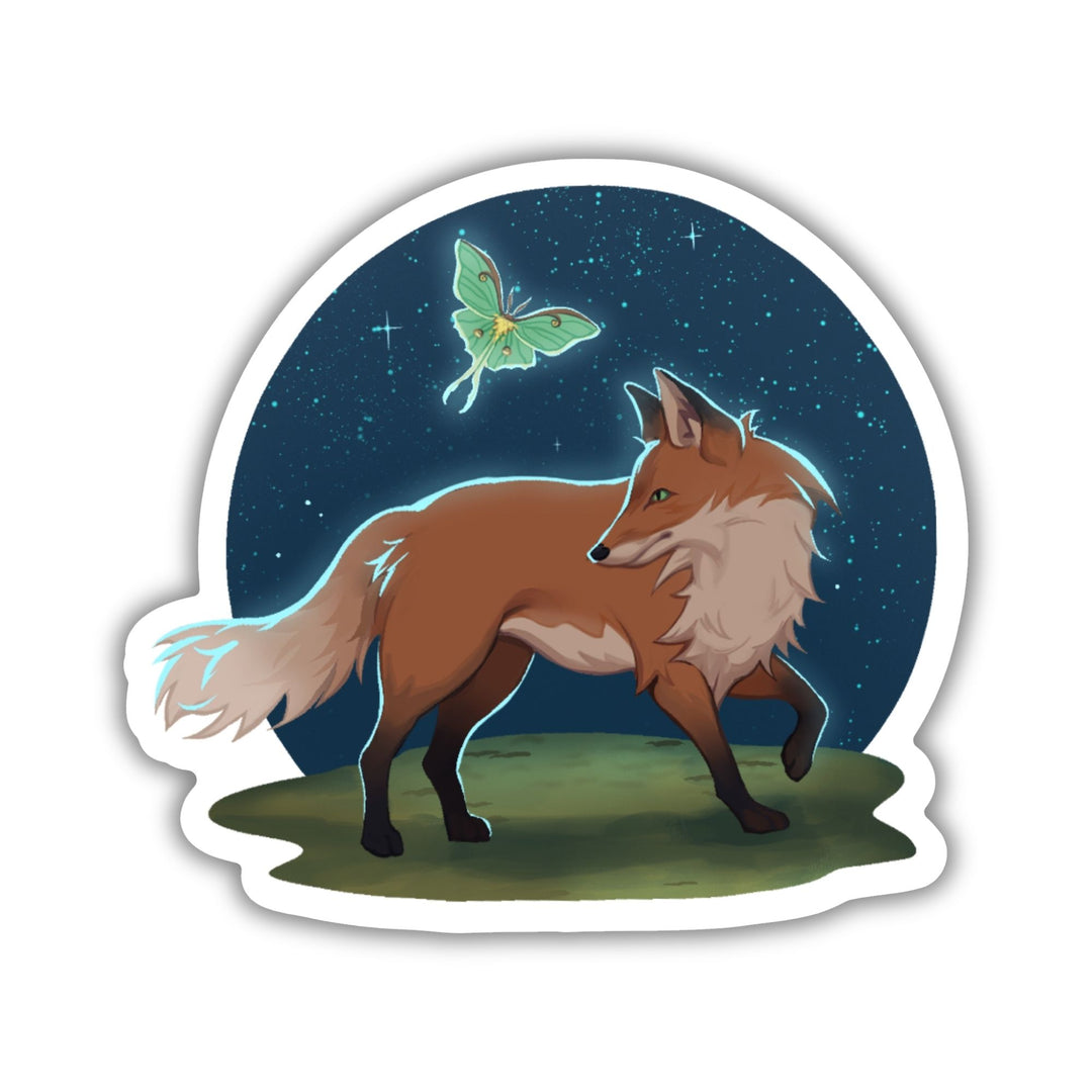 Fox & Moon Moth Sticker | Lore of the Wilds