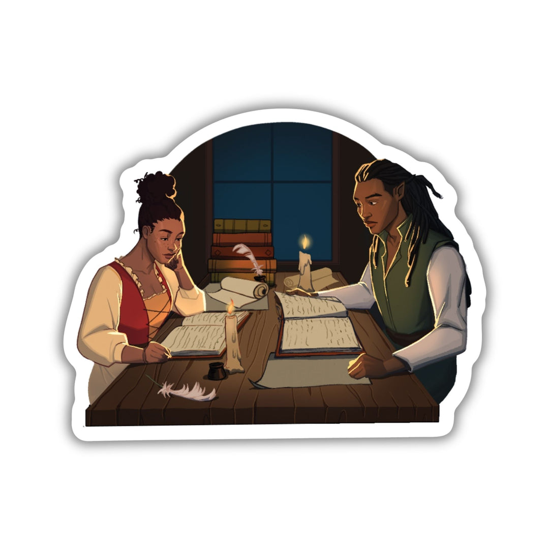 Lore and Finn Researching Sticker | Lore of the Wilds