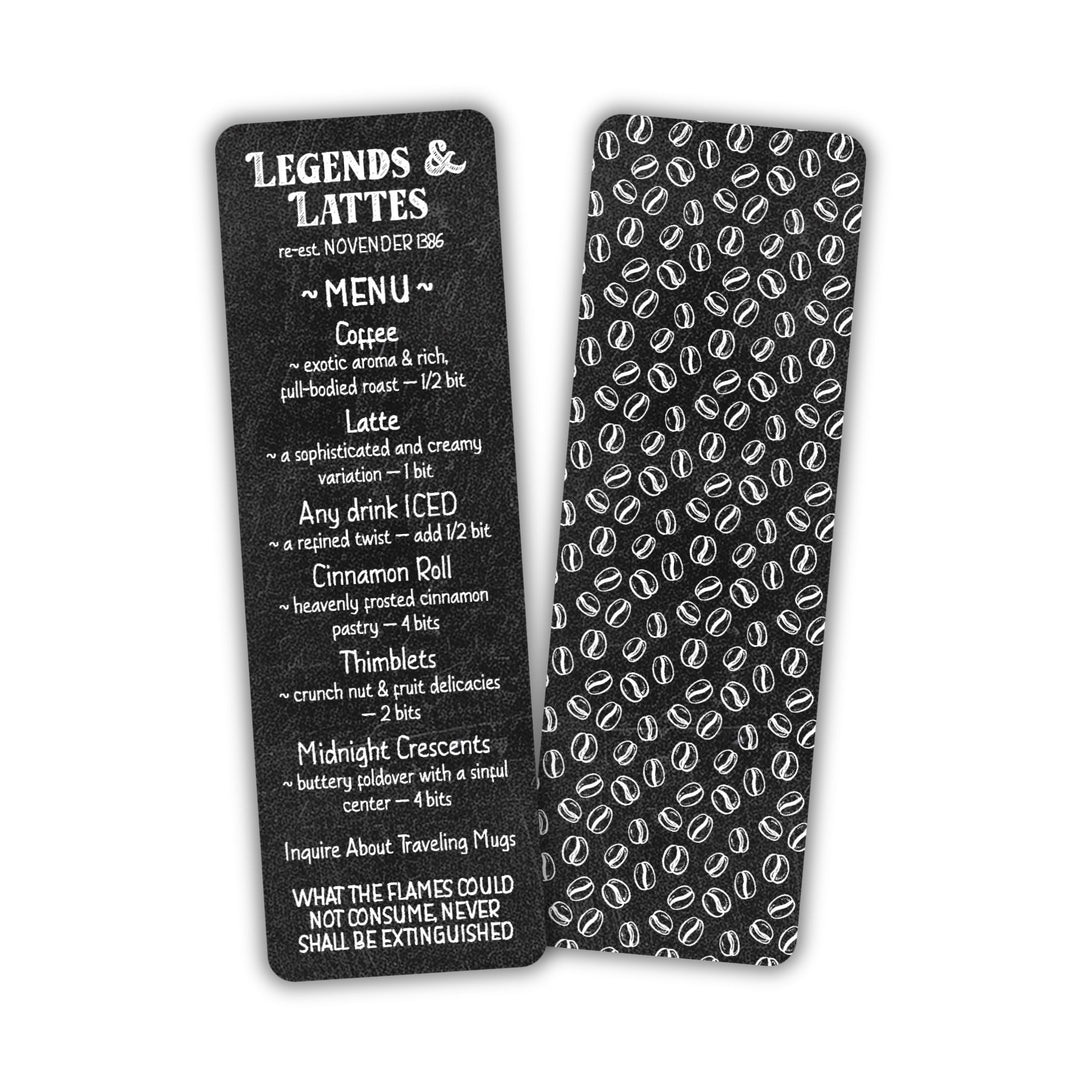 Legends & Lattes Menu Bookmark