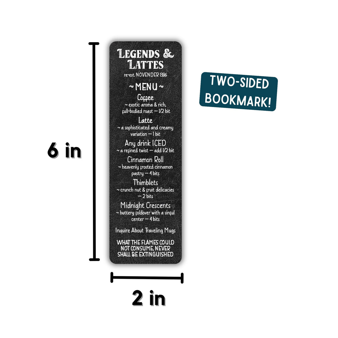 Legends & Lattes Menu Bookmark