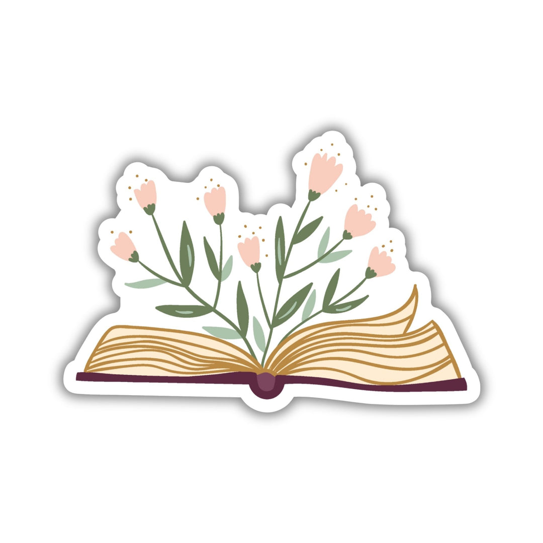 Floral Open Book Sticker