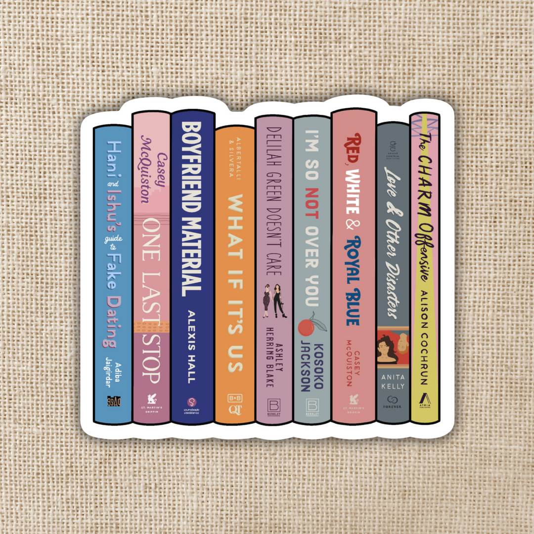 LGBTQ+ RomCom Book Stack 3-inch Sticker