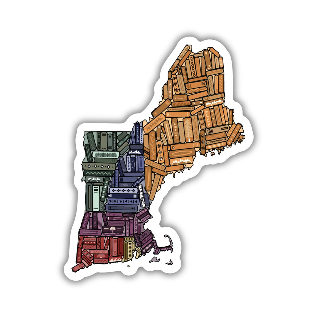 New England Book Map Sticker