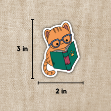 Load image into Gallery viewer, Cat with Glasses Reading Sticker
