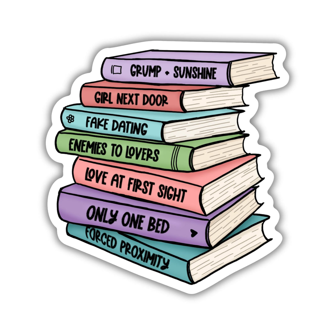 Romance Tropes Book Stack Sticker