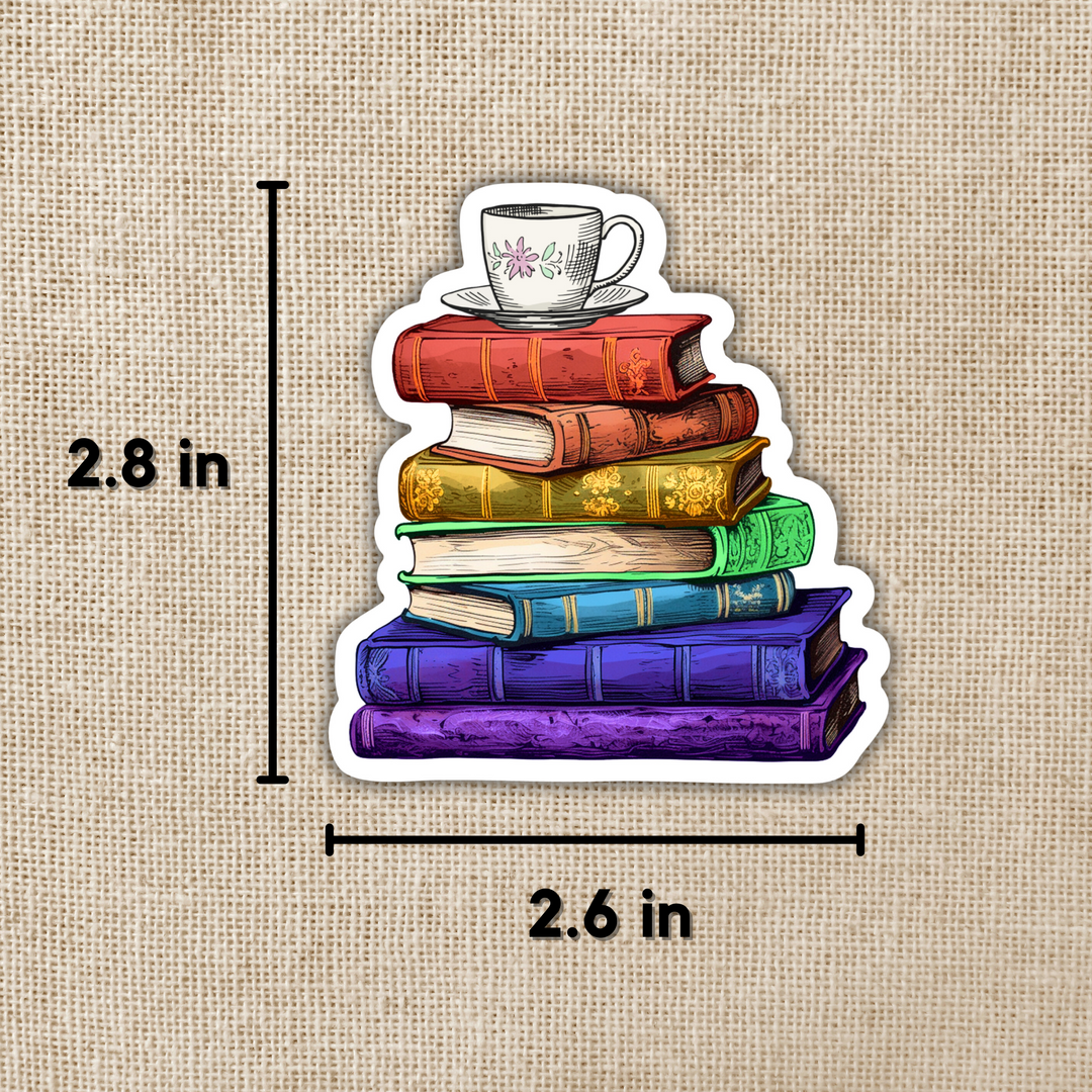 Vintage Rainbow Book Stack Sticker