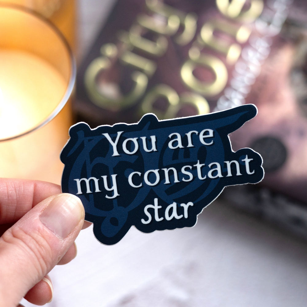  Shadowhunters quote sticker reads: ‘You are my constant star’ with true north rune, held over City of Bones.
