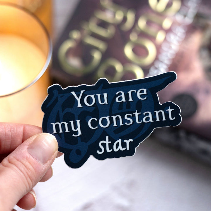  Shadowhunters quote sticker reads: ‘You are my constant star’ with true north rune, held over City of Bones.