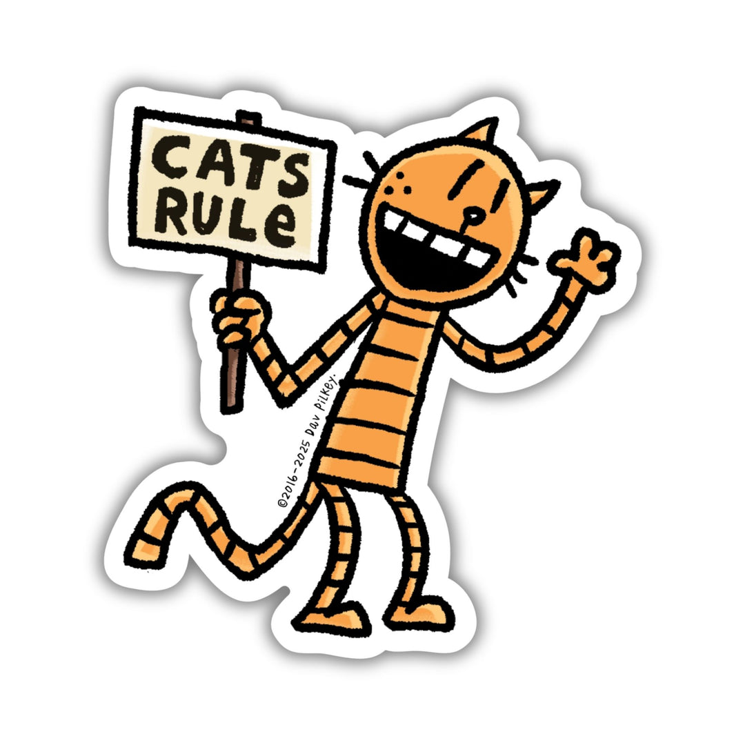Petey Says Cats Rule Sticker | Dog Man