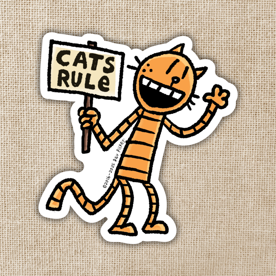 Petey Says Cats Rule Sticker | Dog Man