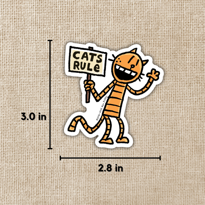 Petey Says Cats Rule Sticker | Dog Man