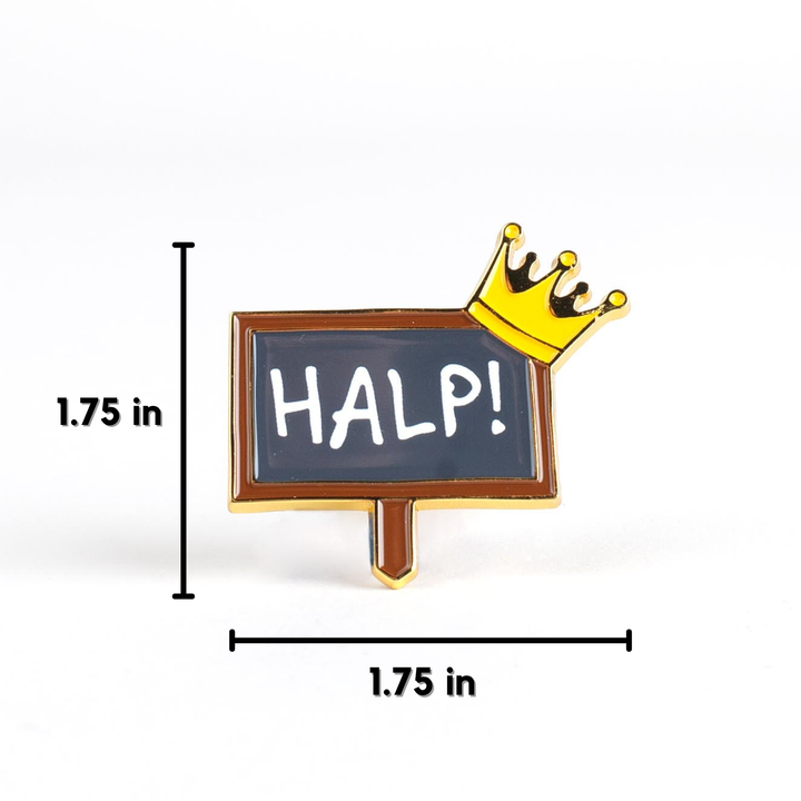 Kingsley’s Halp Sign Enamel Pin | Assistant to the Villain