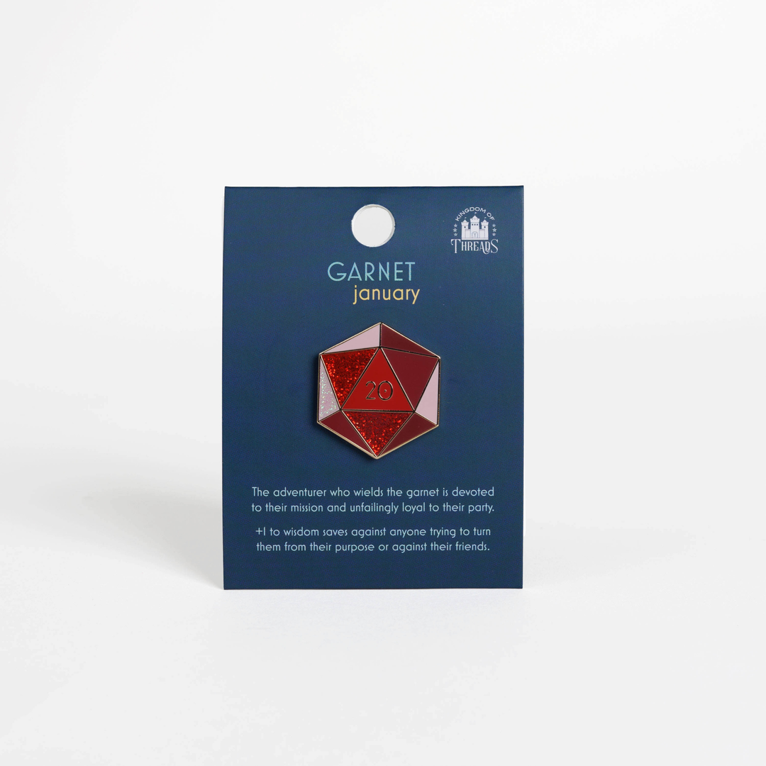 Garnet d20 Enamel Pin - January Birthstone