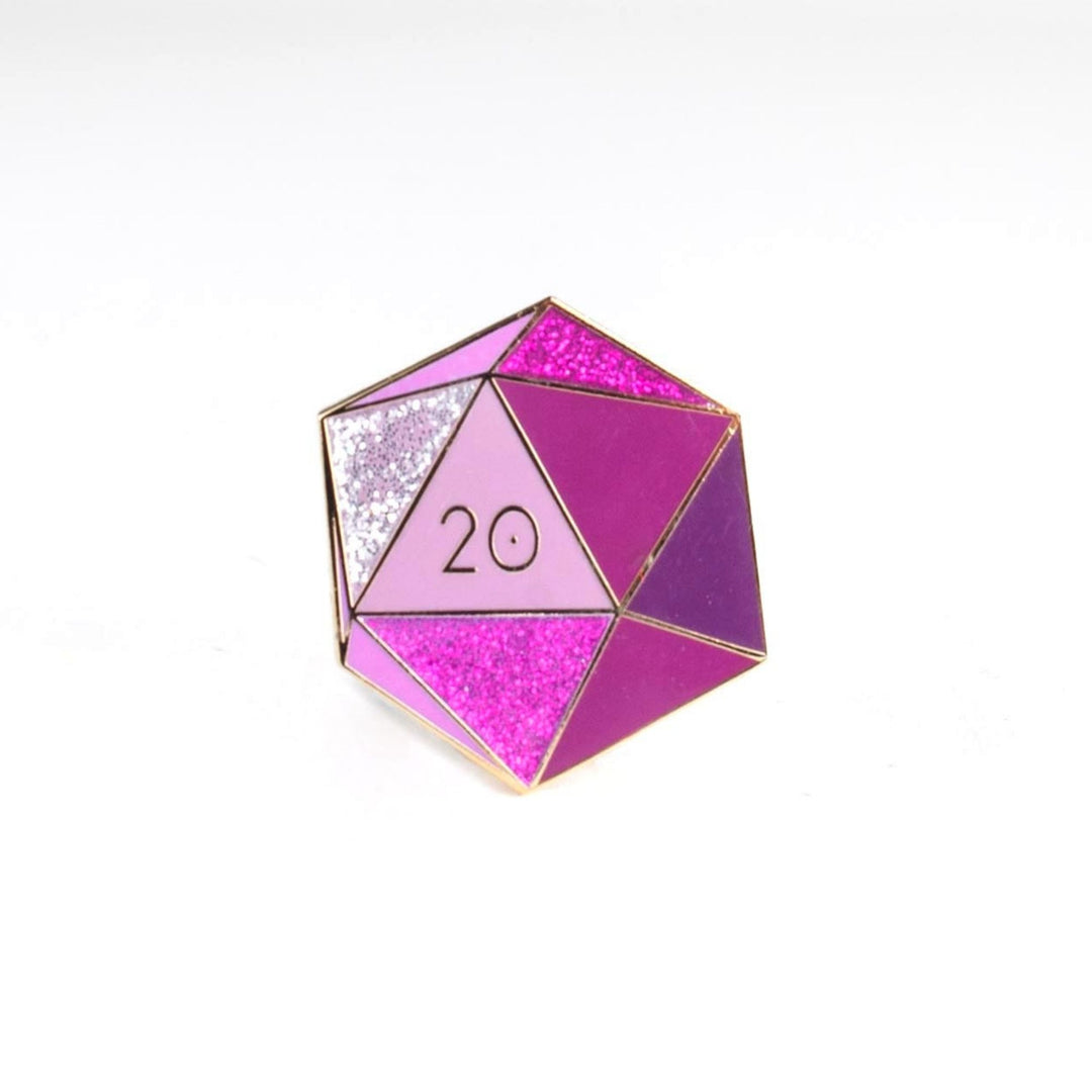 Amethyst d20 Enamel Pin - February Birthstone