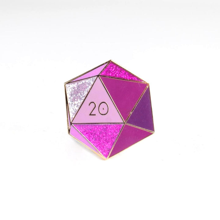 Amethyst d20 Enamel Pin - February Birthstone