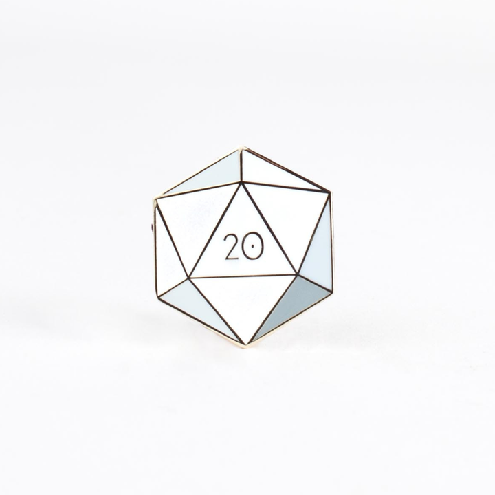 Diamond d20 Enamel Pin - April Birthstone