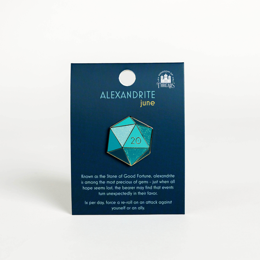 Alexandrite d20 Enamel Pin - June Birthstone
