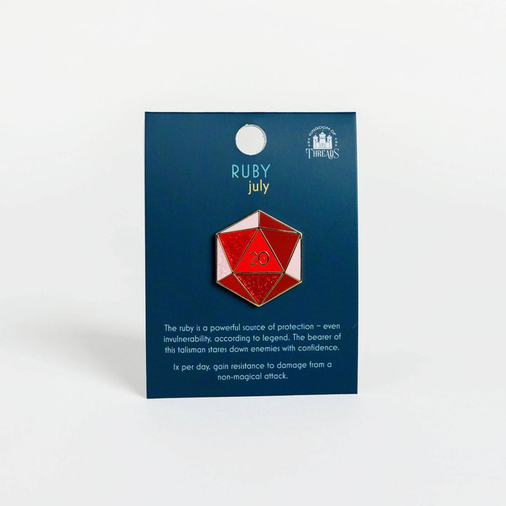 Ruby d20 Enamel Pin - July Birthstone