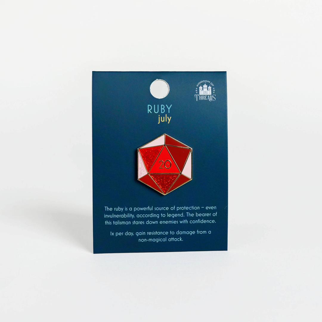 Ruby d20 Enamel Pin - July Birthstone