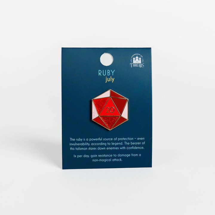 Ruby d20 Enamel Pin - July Birthstone