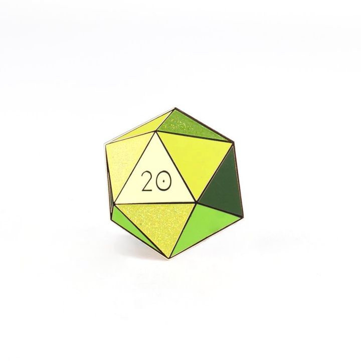 Peridot d20 Enamel Pin - August Birthstone