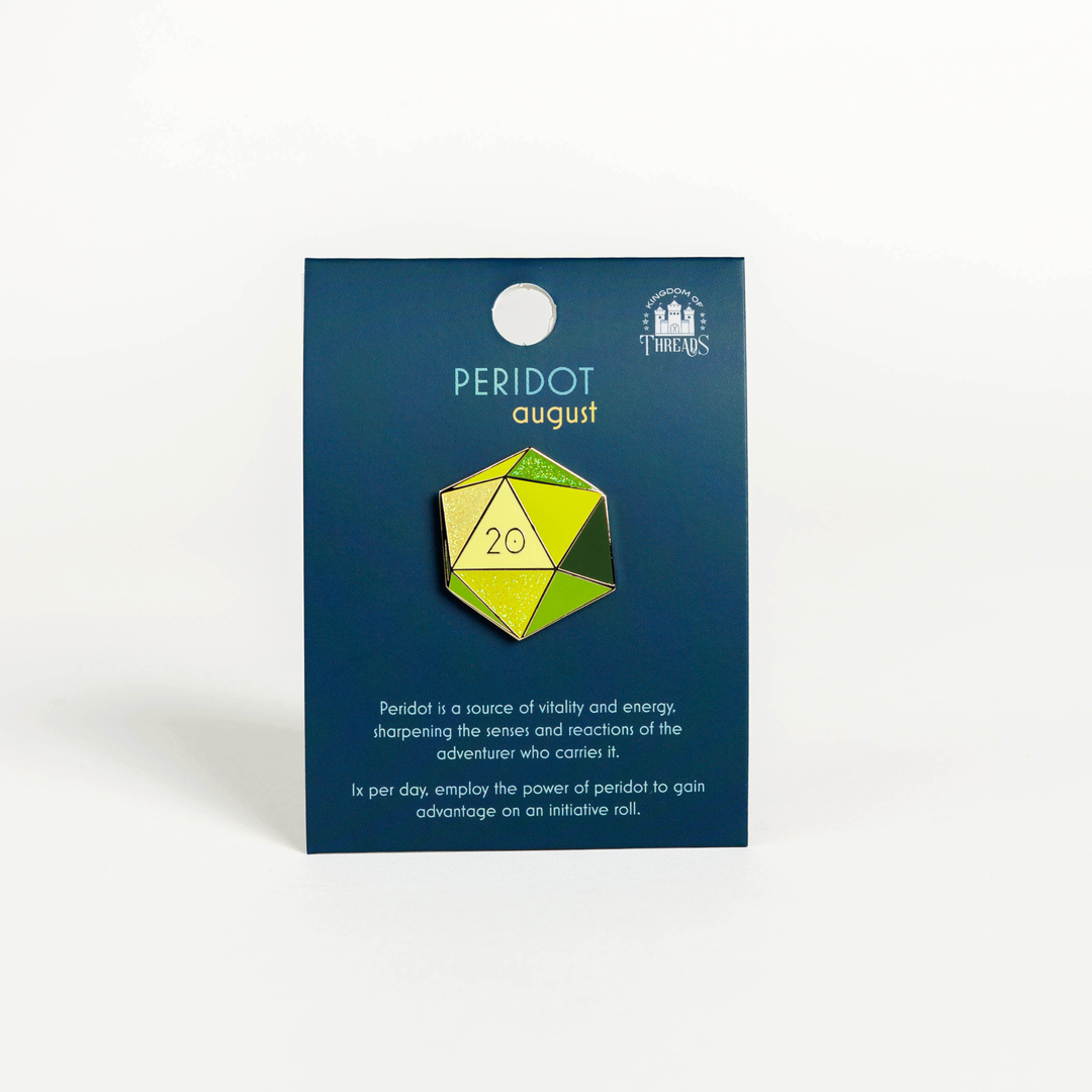 Peridot d20 Enamel Pin - August Birthstone