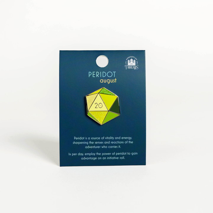 Peridot d20 Enamel Pin - August Birthstone