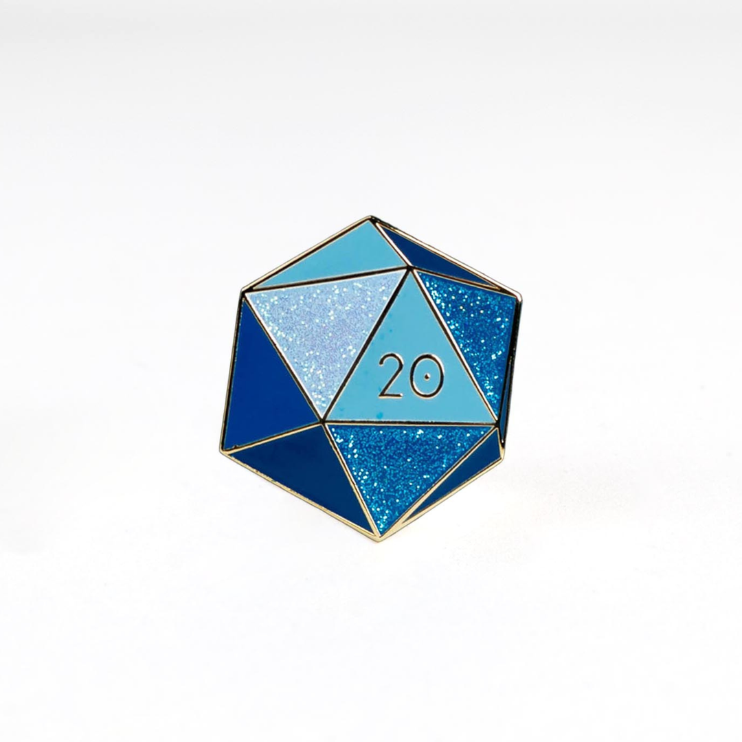Sapphire d20 Enamel Pin - September Birthstone