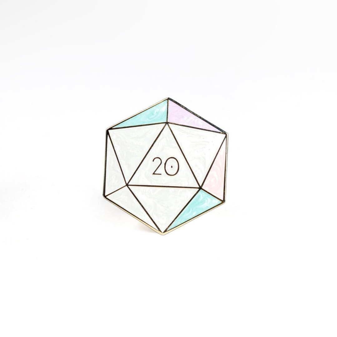 Opal d20 Enamel Pin - October Birthstone