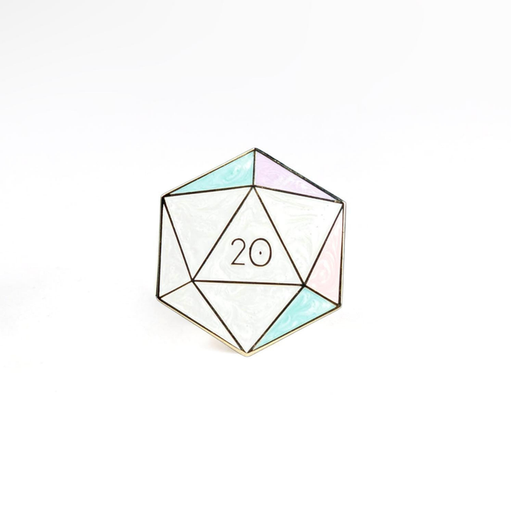 Opal d20 Enamel Pin - October Birthstone