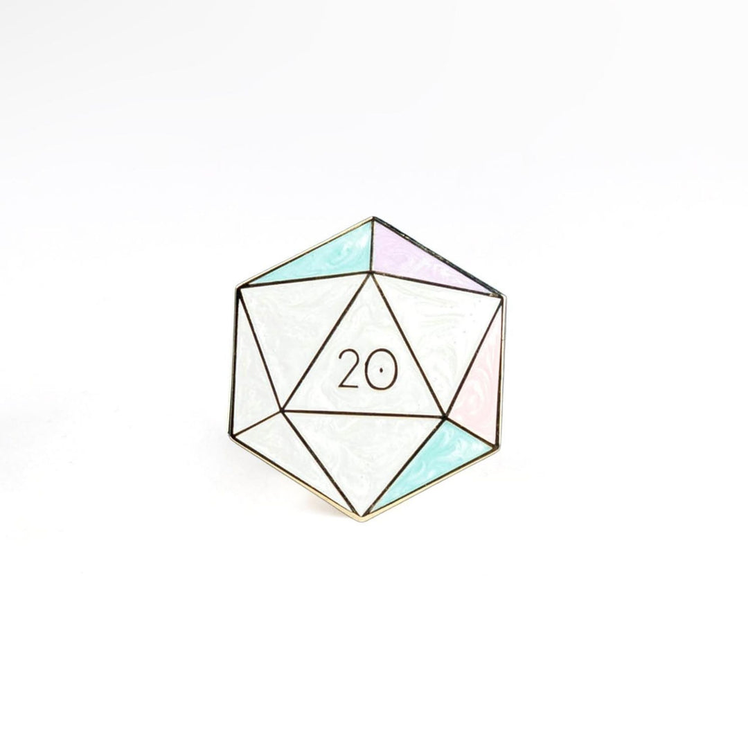 Opal d20 Enamel Pin - October Birthstone