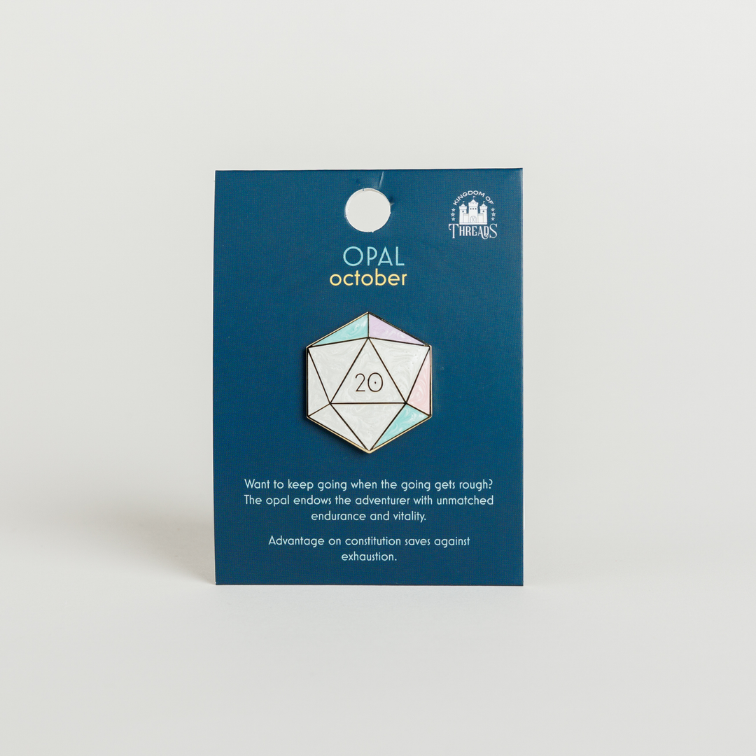 Opal d20 Enamel Pin - October Birthstone
