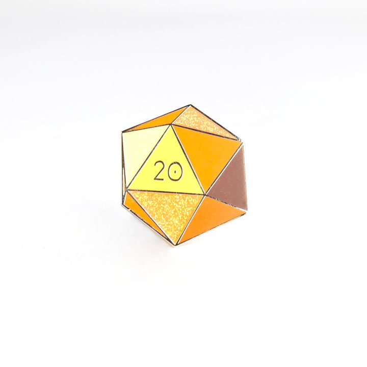 Topaz d20 Enamel Pin - November Birthstone