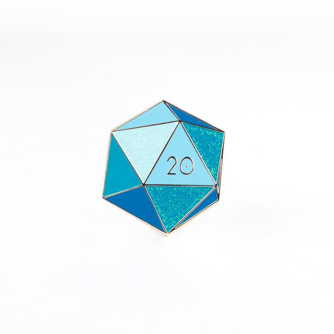 Zircon d20 Enamel Pin - December Birthstone