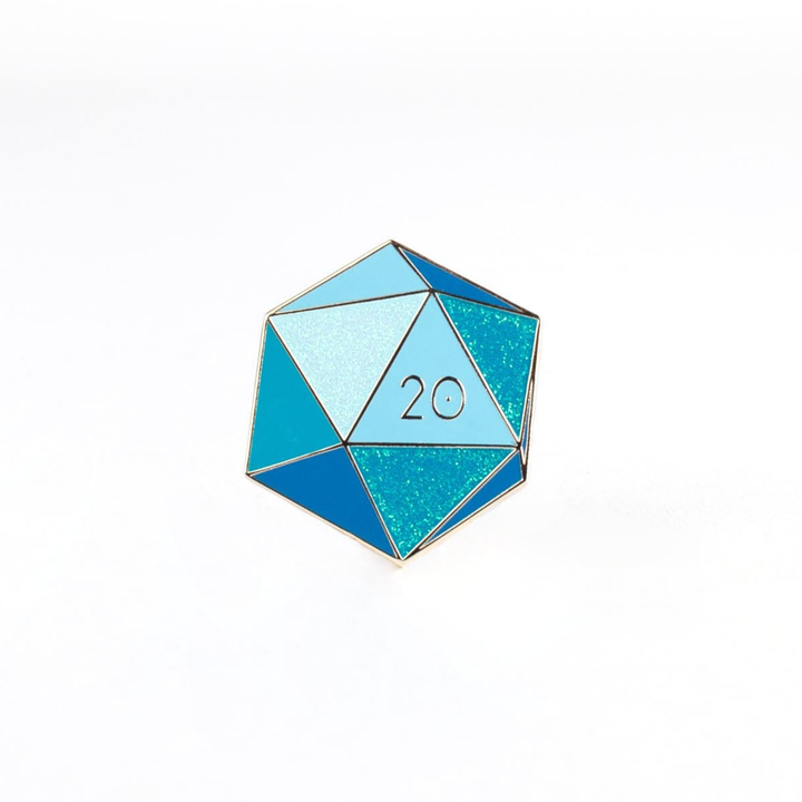 Zircon d20 Enamel Pin - December Birthstone