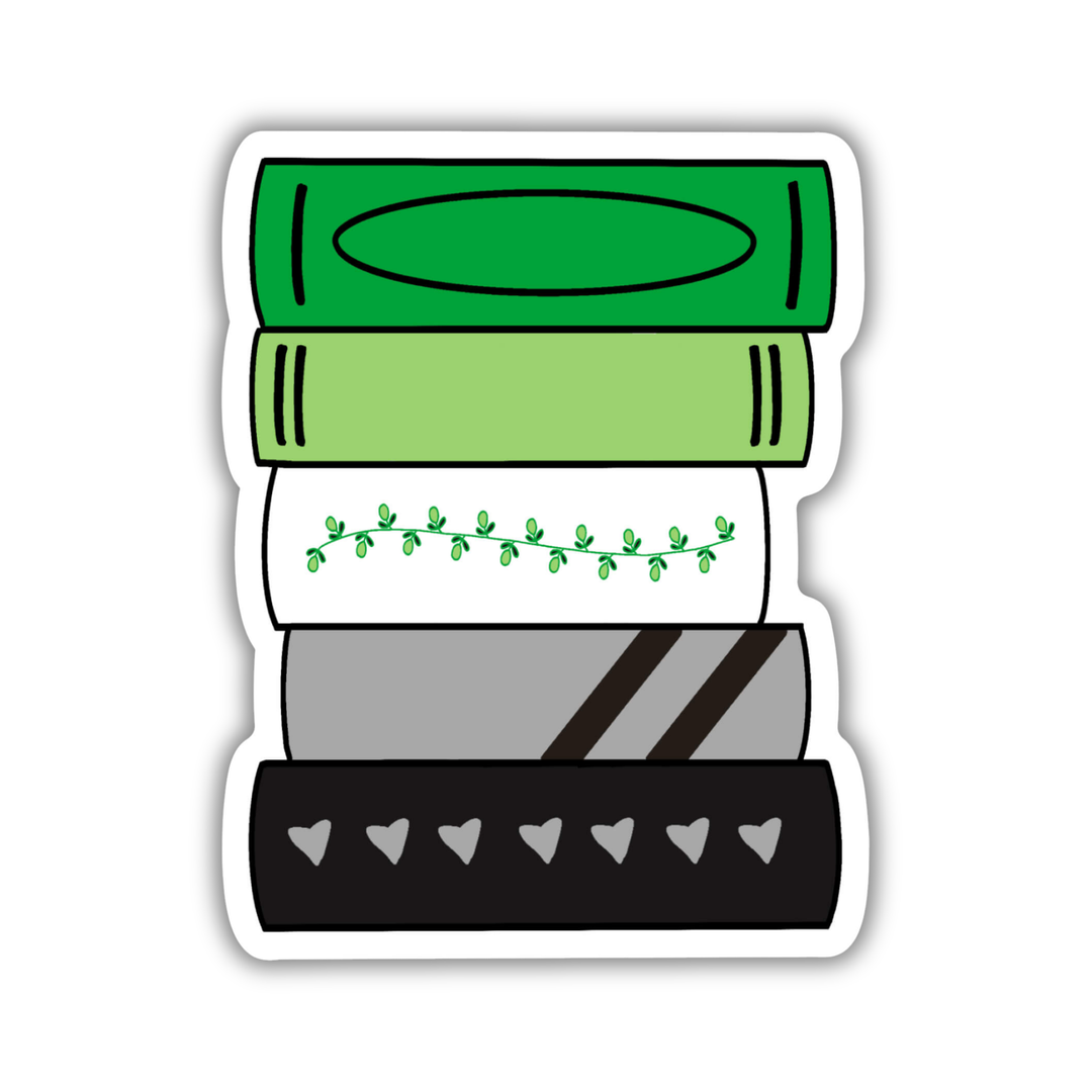 Aromantic Pride Flag Book Stack Sticker