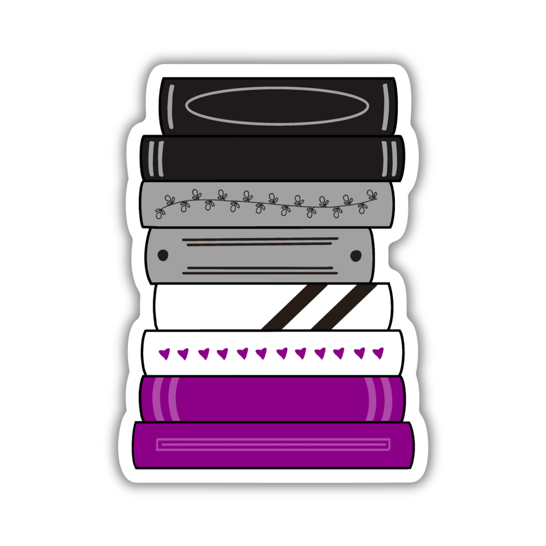 Asexual Pride Flag Book Stack Sticker