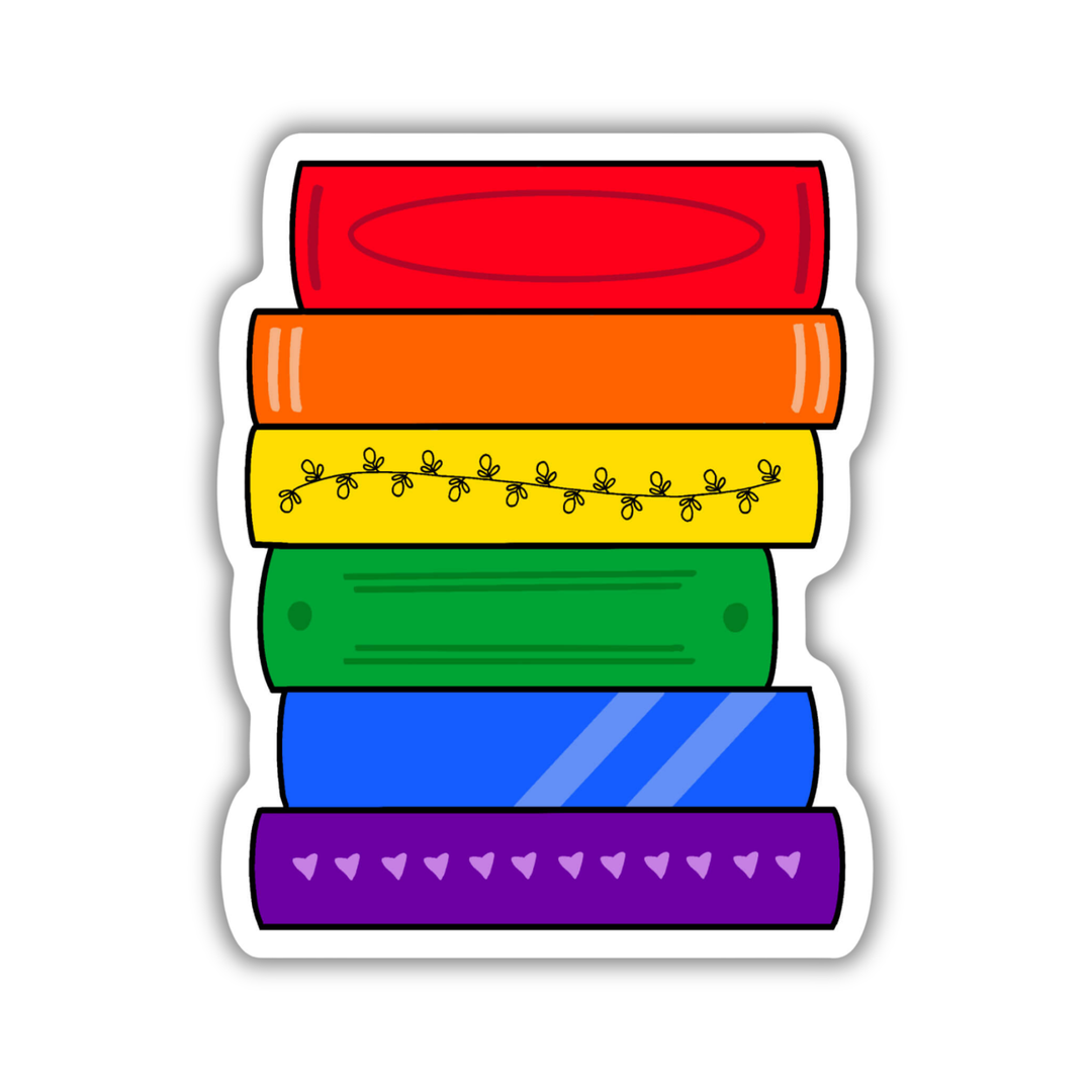 Gay Pride Flag Book Stack Sticker
