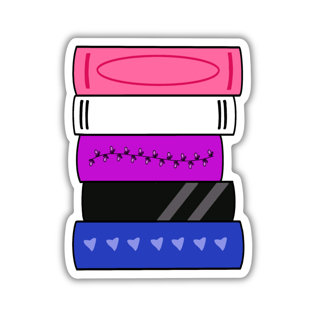 Gender Fluid Pride Flag Book Stack Sticker