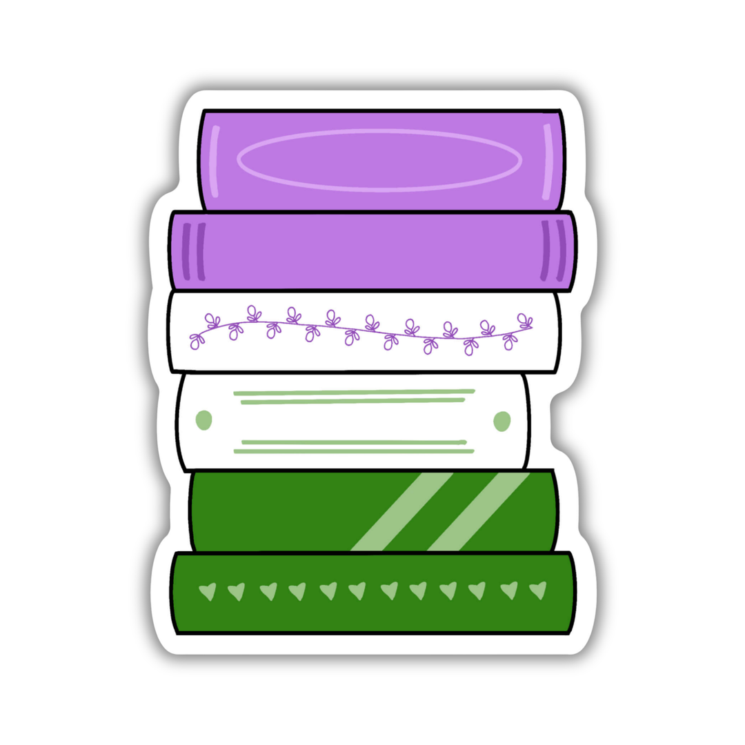 Gender Queer Pride Flag Book Stack Sticker