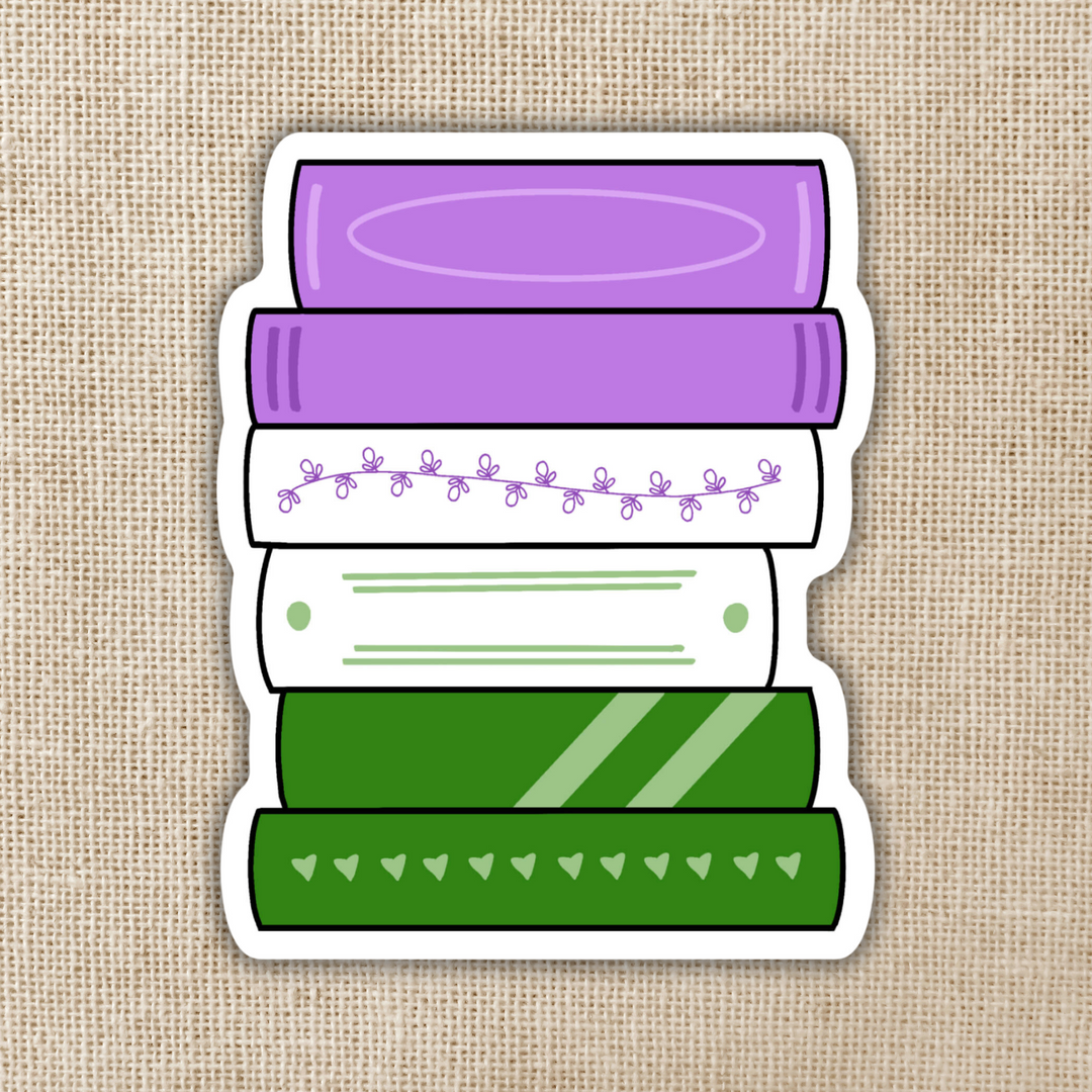 Gender Queer Pride Flag Book Stack Sticker