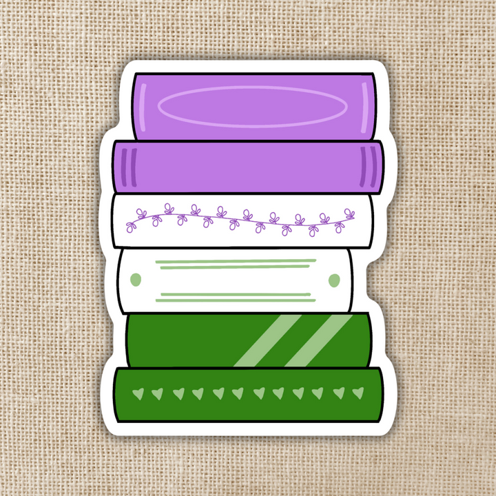 Gender Queer Pride Flag Book Stack Sticker