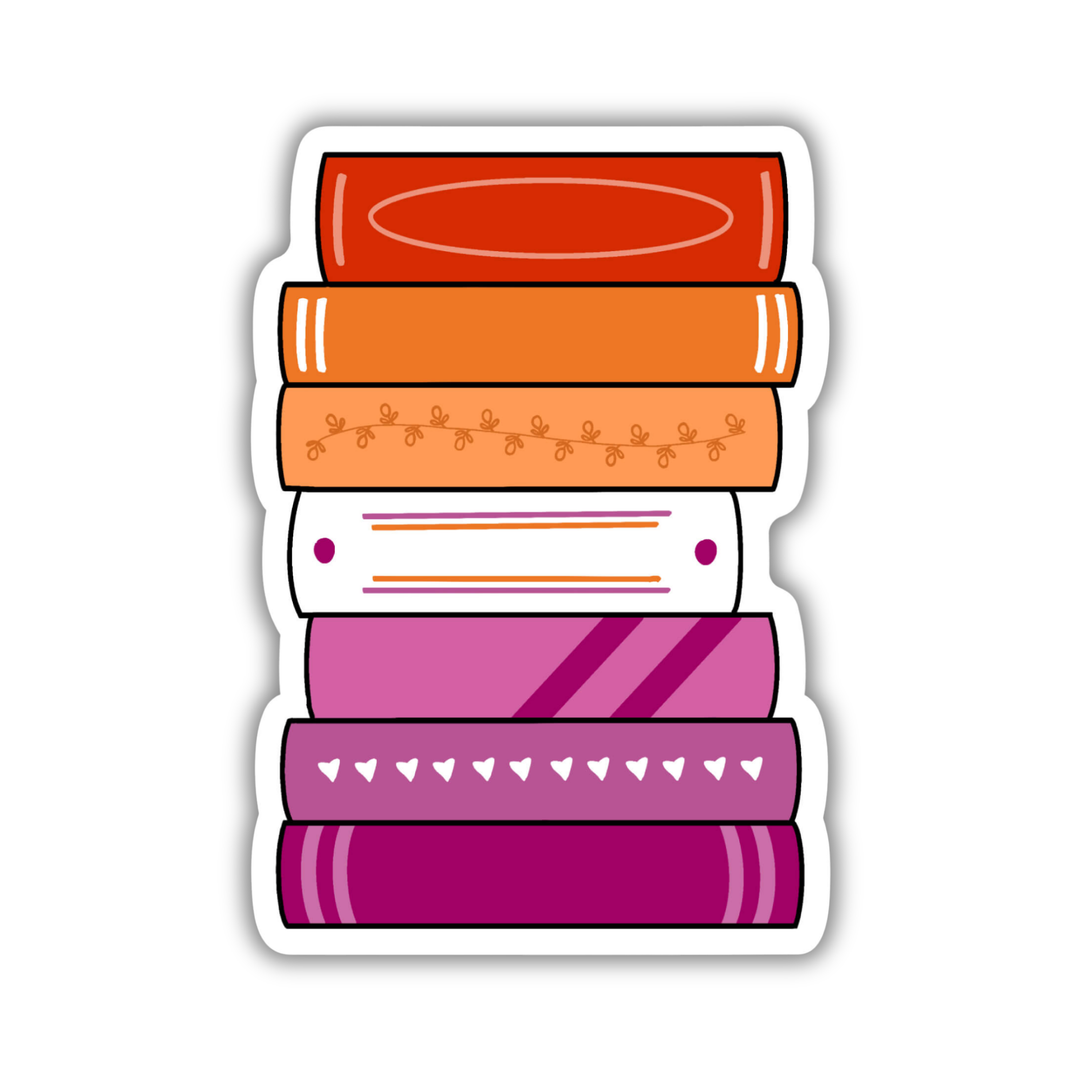 Lesbian Pride Flag Book Stack Sticker