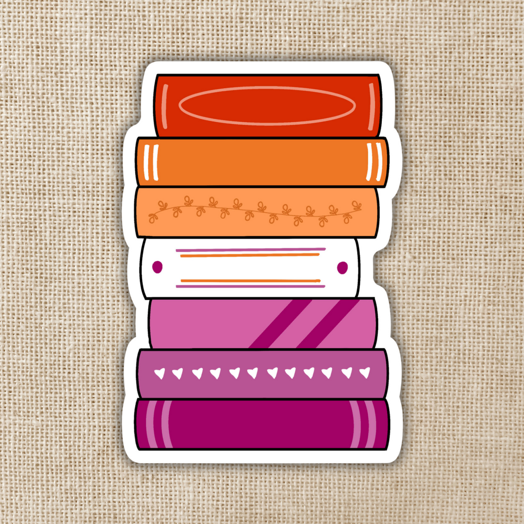 Lesbian Pride Flag Book Stack Sticker