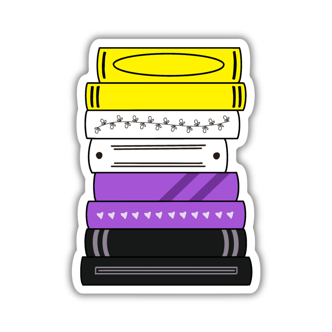 Nonbinary Pride Flag Book Stack Sticker