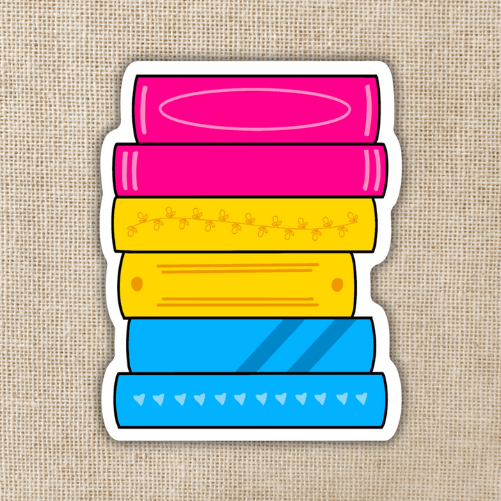 Pansexual Pride Flag Book Stack Sticker
