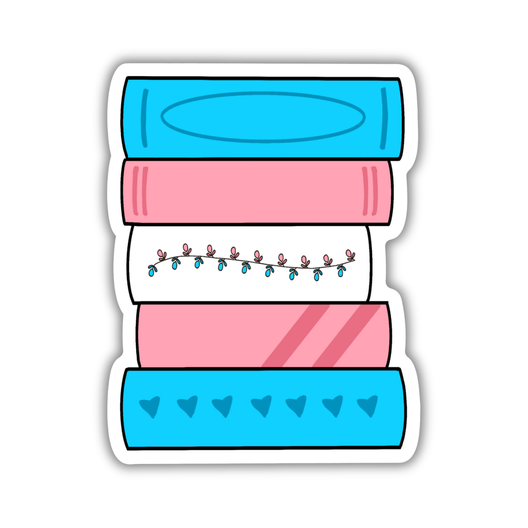 Trans Pride Flag Book Stack Sticker