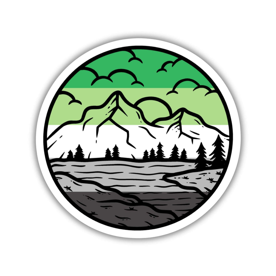 Aromantic Pride Mountainscape Flag Sticker